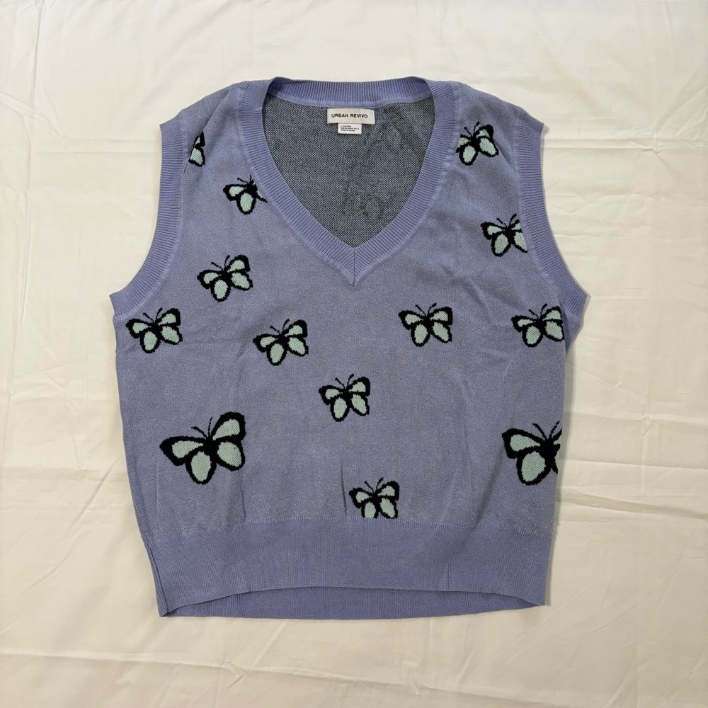 Purple Butterfly Knit Sweater Vest